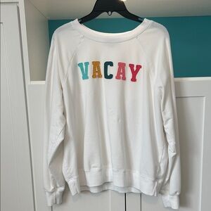 Wildfox White Sweater with Multicolor 'VACAY' Letters